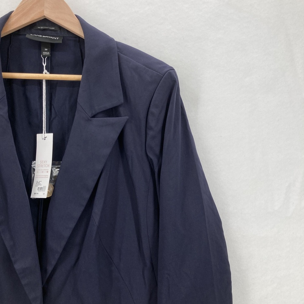 Lane Bryant The Bryant Blazer Womens 20 Navy Blue Sexy Stretch Gold Button NWT - Picture 2 of 16